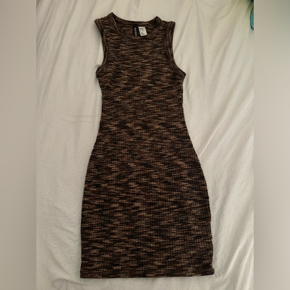 H&M Brown Space-Dye Ribbed Dress